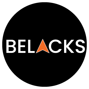 A black background with the word belacks written in white.